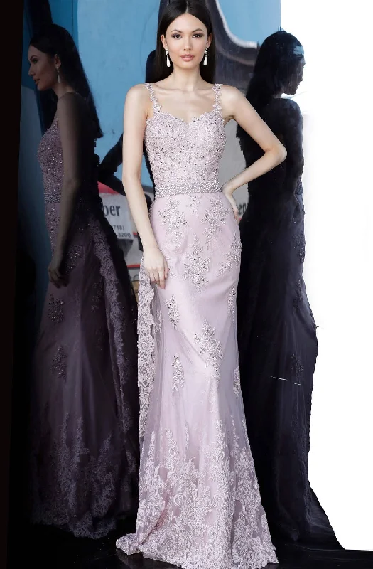 Formal Dress for Eco-Friendly ThemesJovani - JVN2444SC Embroidered Sleeveless Trumpet Gown with Overskirt