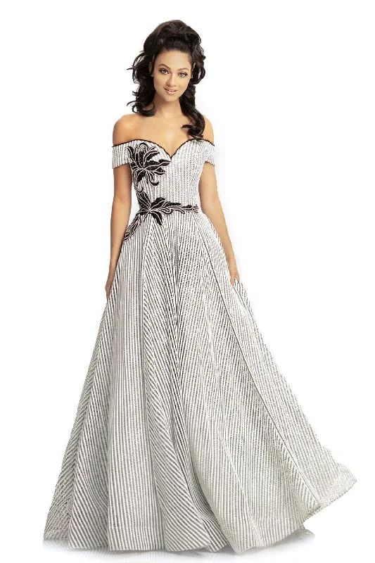 ELEGANT Formal Dress DesignsJohnathan Kayne - Embellished Pinstripe Sequin Gown 9048SC