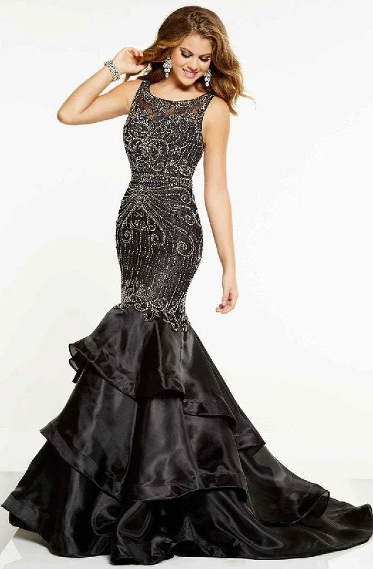 Formal Dress for Fashion WeeksPanoply - Bedazzled Three Tiered Fitted Mermaid Gown 14862SC