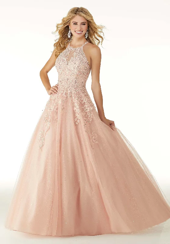 Formal Dress for Resort EventsMori Lee - Halter Bead Embroidered Tulle Ballgown 45066