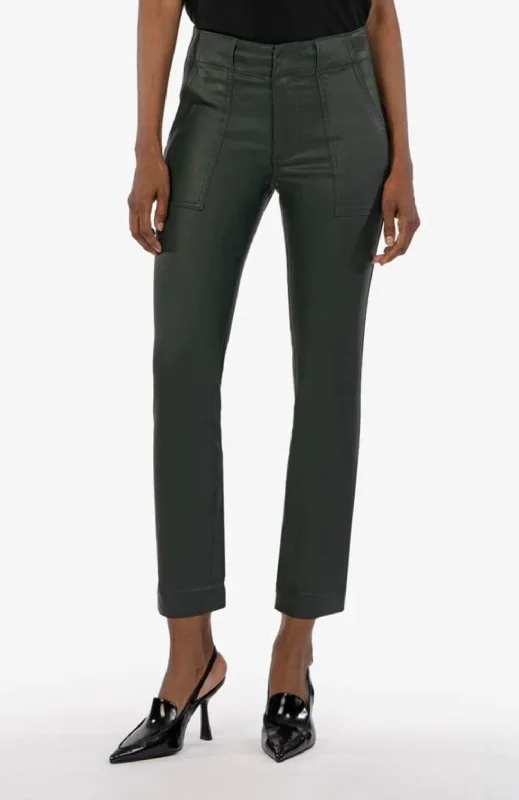 women's denim pantsThe Reese Coated Ankle Straight Jeans In Forest