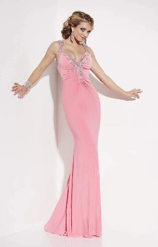 Formal Dress for Garden Party ThemesStudio 17 - 12587SC Embellished Sleeveless Ruched Sheath Gown