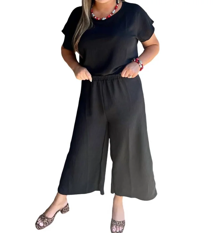 women's warm pantsWide Leg Pant In Black