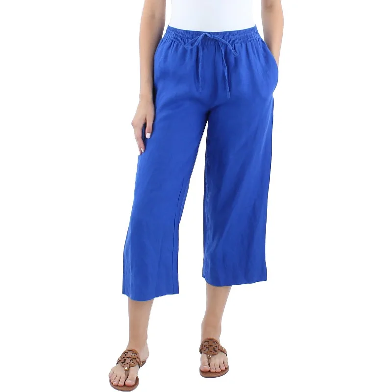 women's spring pantsWomens Linen Pull On Straight Leg Pants