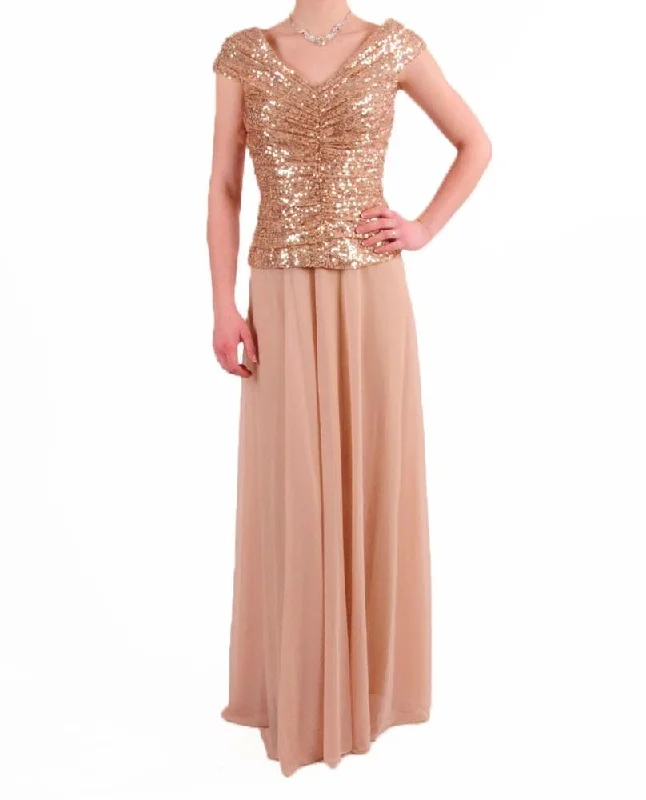 Formal Dress for Business EventsCachet - 55113BSC Cap Sleeve Sequined Bodice Chiffon Gown