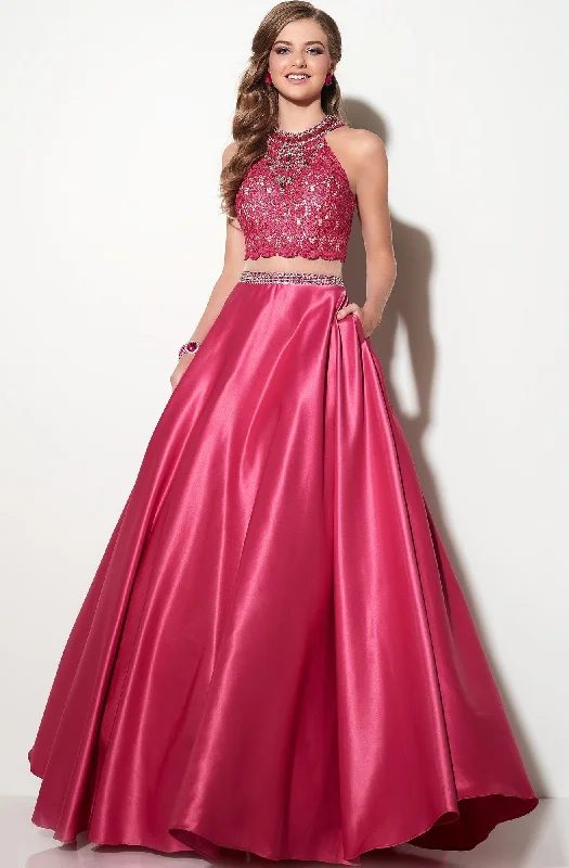 Formal Dress for Charity BallsStudio 17 - Two Piece Halter Lace Appliqued Beaded Ballgown 12643SC