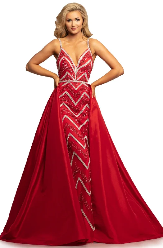 Formal Dress Shopping GuidesJohnathan Kayne - Adorned Chevron Stripe Overskirt Gown 2052SC