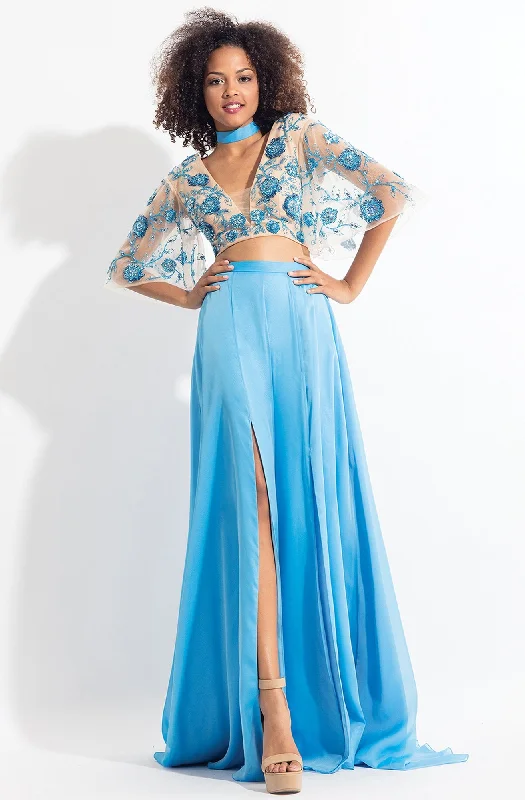 Formal Dress Rental ServicesRachel Allan 6157 - Floral Beaded Kimono Two-Piece Gown