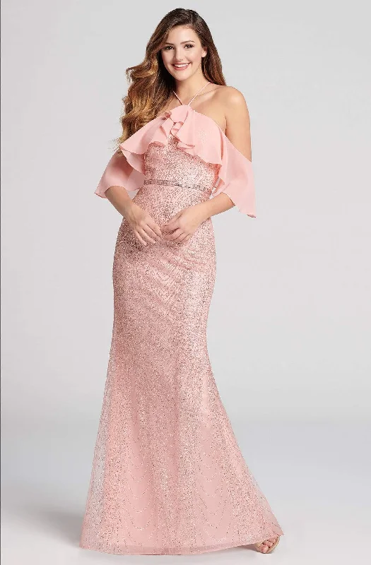 Formal Dress for Bar MitzvahsEllie Wilde - EW21852 Halter Strap Beaded Trumpet Gown