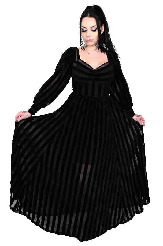 Women's Formal Dress OptionsVictoria Striped Mesh Gown - Black - X-Small & Medium left!