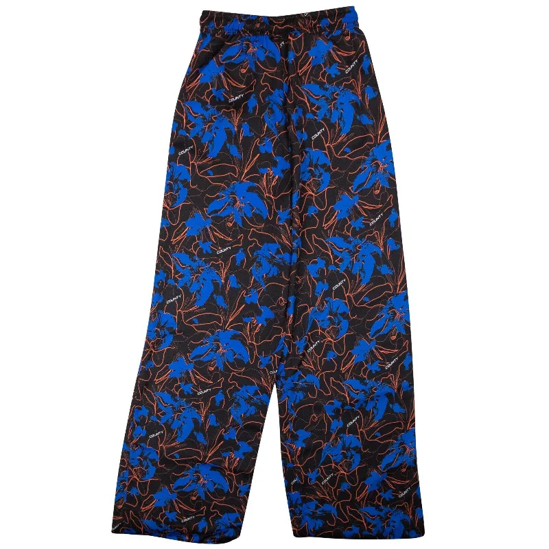 women's yoga pantsBlack And Blue Floral Wide Pants