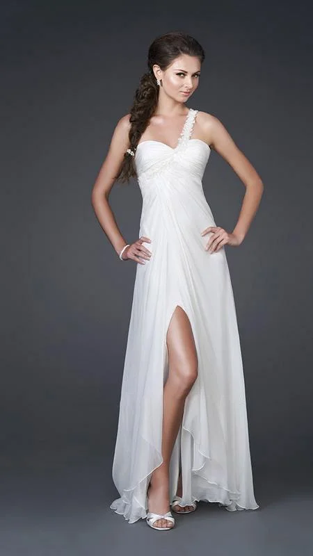 Formal Dress Alterations Near MeLa Femme - Sleeveless One Shoulder Strap Chiffon Gown 15161