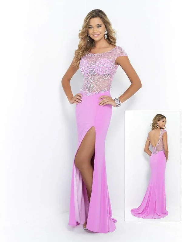 Formal Dress for Theme Park EventsBlush by Alexia Designs - X229SC Cap Sleeve Beaded Sheer Slit Gown