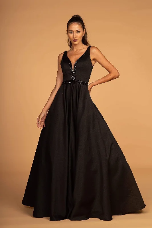 Formal Dress for Formal DinnersElizabeth K GL2532- Plunging V-Neck Fitted Ballgown