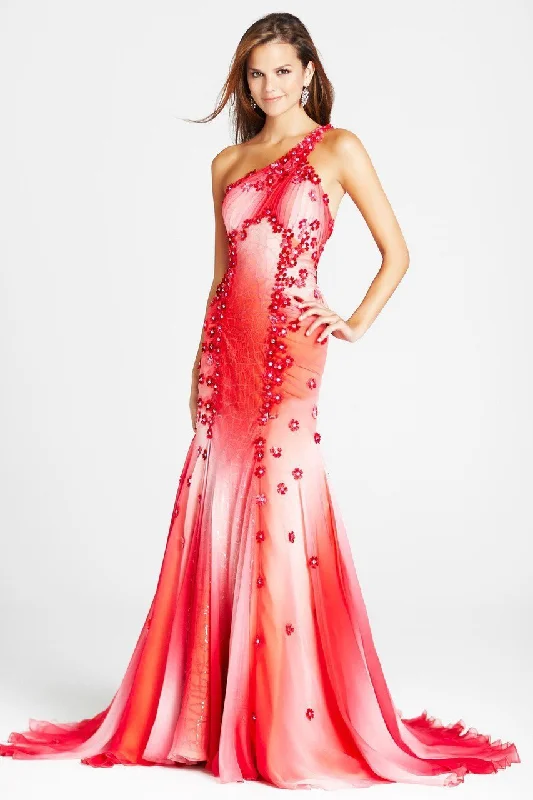 Formal Dress for Literary AwardsBlush - P024SC Asymmetric Ruched Ombre Trumpet Gown