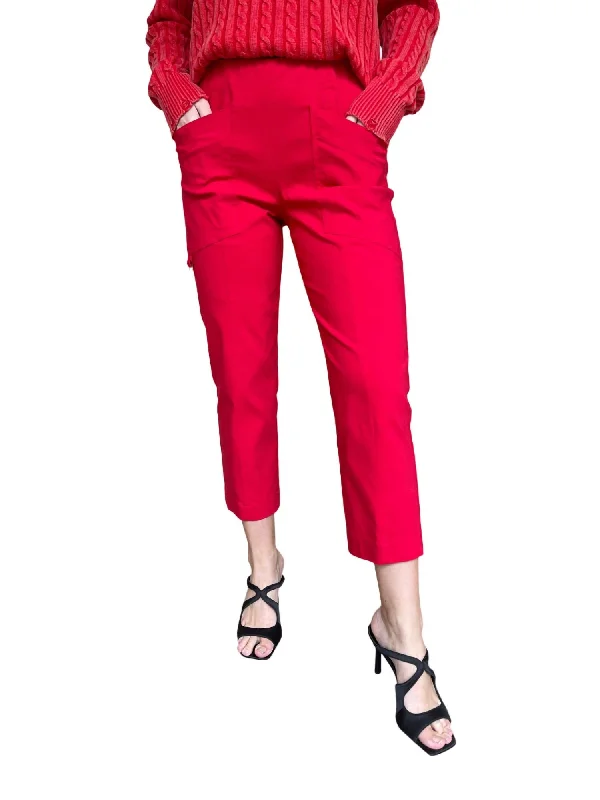 women's everyday pantsControl Stretch D Ring Crop Cargo Pant In Red