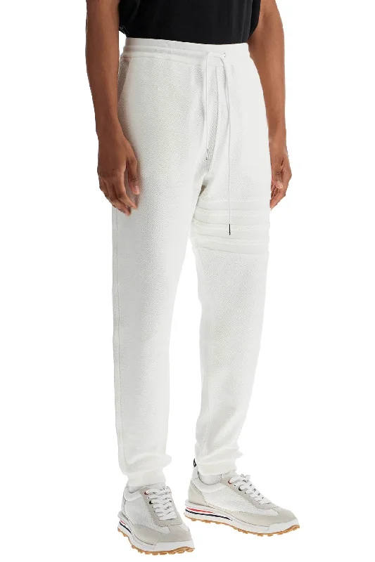 women's formal pantsThom Browne White Cotton Sweatpants With 4 Stripes