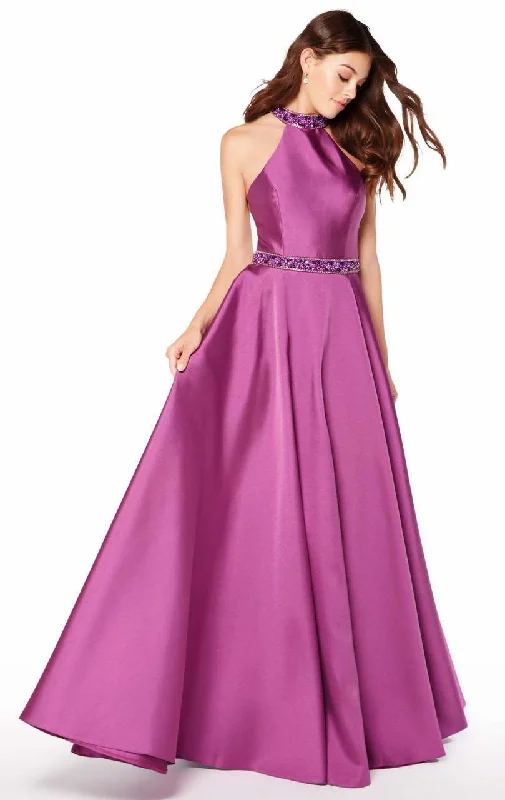 Formal Dress for Outdoor WeddingsAlyce Paris - Embellished High Halter Mikado Gown 60104SC