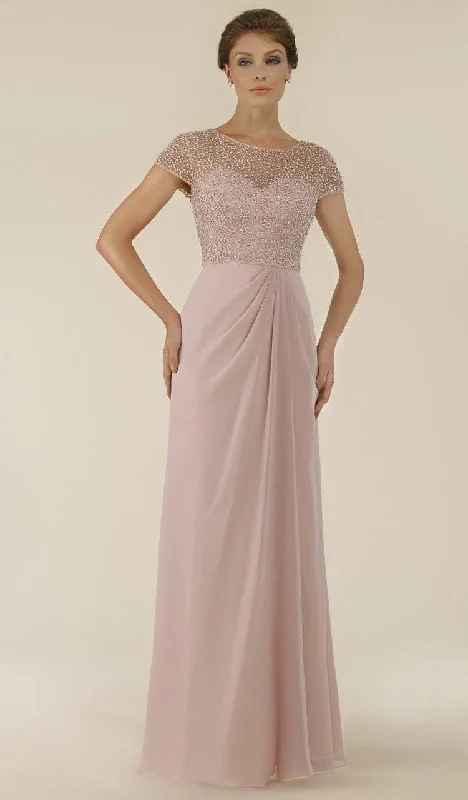 Formal Dress for Golf TournamentsRina Di Montella - RD2430 Beaded Illusion Drape Off Flowy Gown