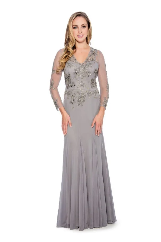 Formal Dress for Charity AwardsDecode 1.8 - 184244SC Lace Applique Sheer Long Sleeve Godet Gown