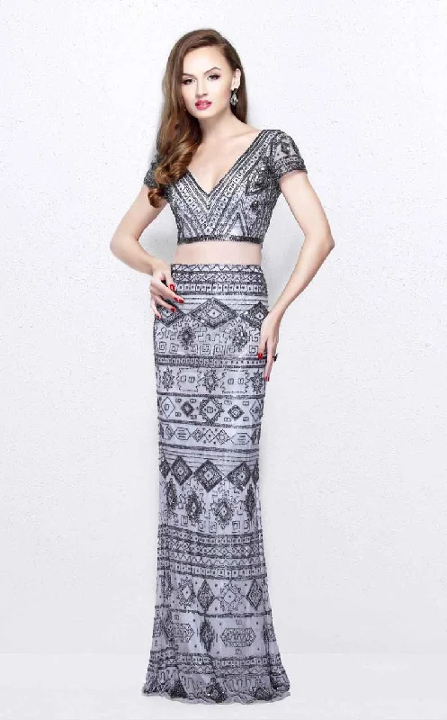 Formal Dress for Eco-Friendly ThemesPrimavera Couture - 1864SC Fully Sequin Two Piece Sheath Gown