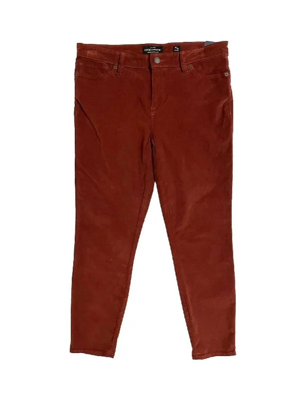 women's plus-size pantsCorduroy Cropped Skinny Pants In Rust Brown