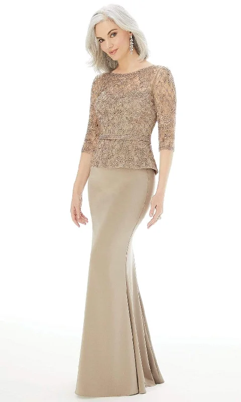 Classic Formal Dress StylesMGNY By Mori Lee - 72201SC Quarter Sleeves Embroidered Gown