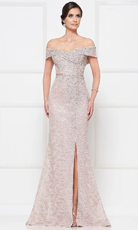 Formal Dress for Winter Formal EventsRina Di Montella - RD2655 Sequin Lace Off-Shoulder Mermaid Gown