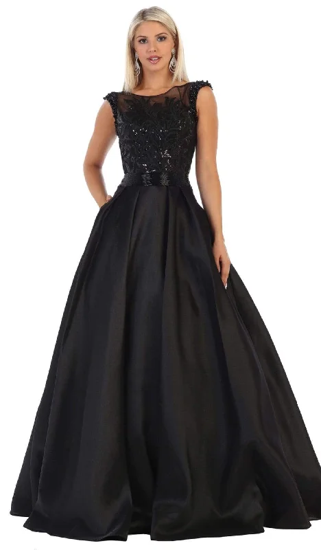 Formal Dress for Religious CeremoniesMay Queen - RQ7706 Cap Sleeve Formal Ballgown