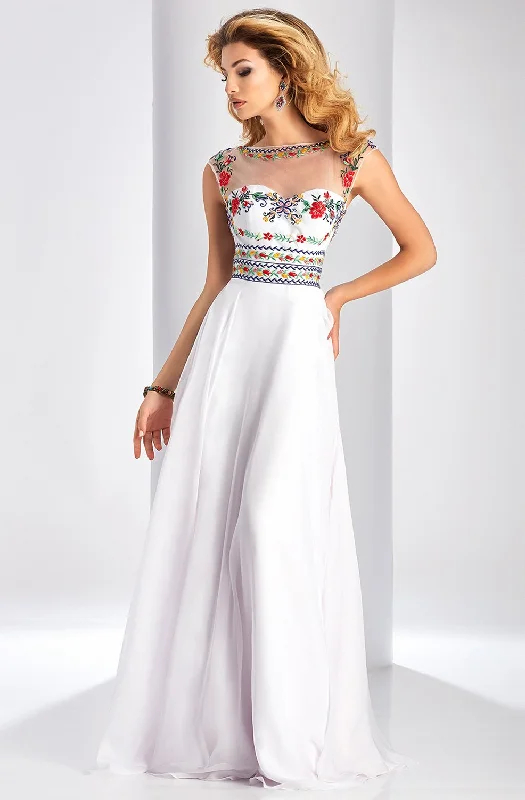 Formal Dress for EveningsClarisse - 3050SC Embroidered Flowy A-Line Gown