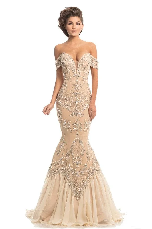 Formal Dress for Vintage Car ShowsJohnathan Kayne - Off-Shoulder Embellished Mermaid Gown 8211SC