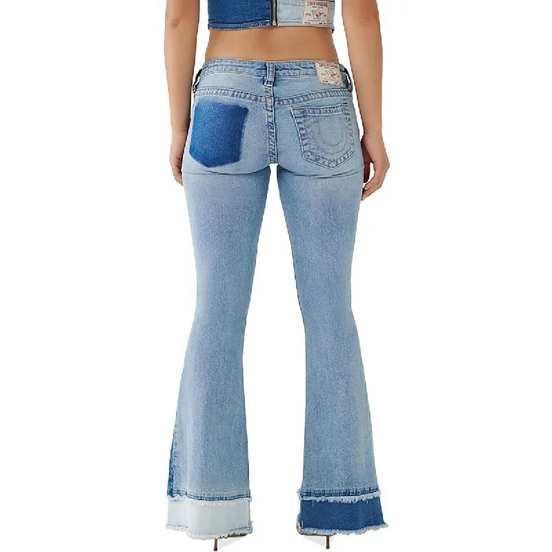 women's high-waisted pantsWomens Patchwork Low Rise Flared Jeans