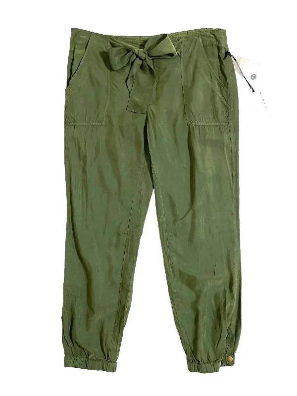 women's travel pantsWomen's Satin Waist Tapered Jogger Pants In Green