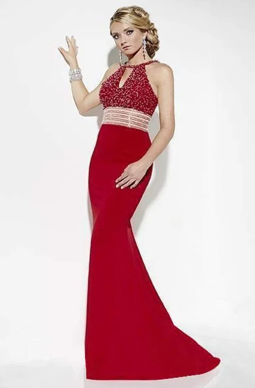 Formal Dress for Emmy AwardsStudio 17 - 12566SC Empire Halter Trumpet Gown