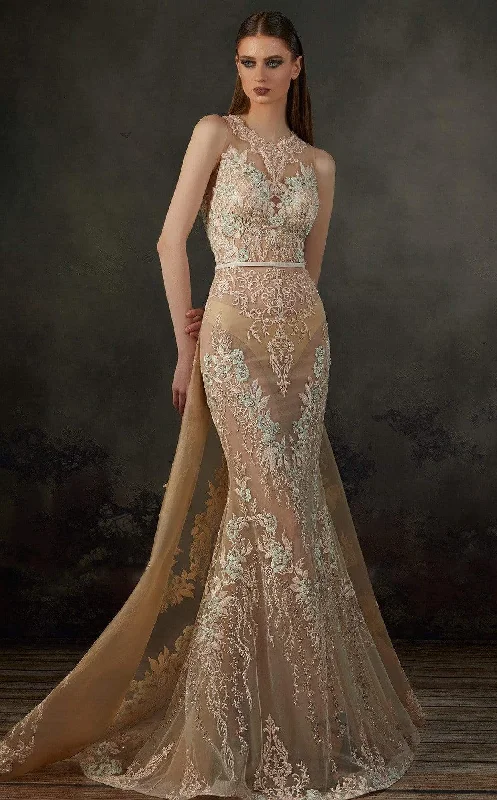 Formal Dress for Destination WeddingsMNM COUTURE - K3692 Sleeveless Illusion Beaded Lace Gown