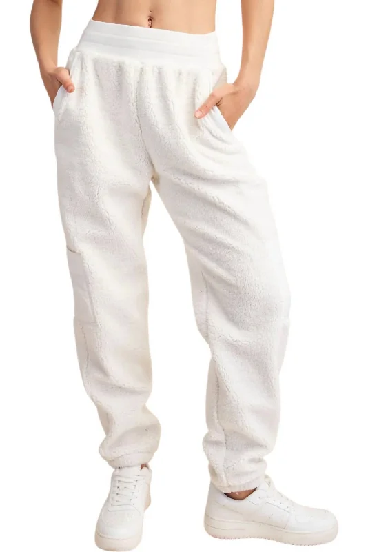 women's spring pantsMicro Sherpa Pants In Ivory