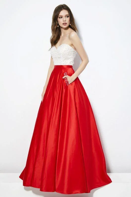 Formal Dress for Modeling AuditionsAngela & Alison - Strapless Pearl Beaded Ballgown 81001SC