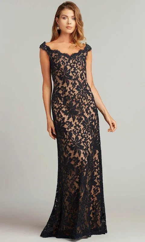 Formal Dress for ConcertsTadashi Shoji 3K20118L - Embroidered Off-Shoulder Long Gown