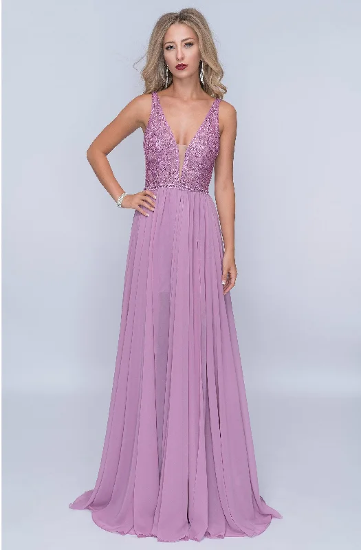 Formal Dress for Destination WeddingsNina Canacci - 8159SC Dazzling V-Neck Pleated A-Line Chiffon Gown