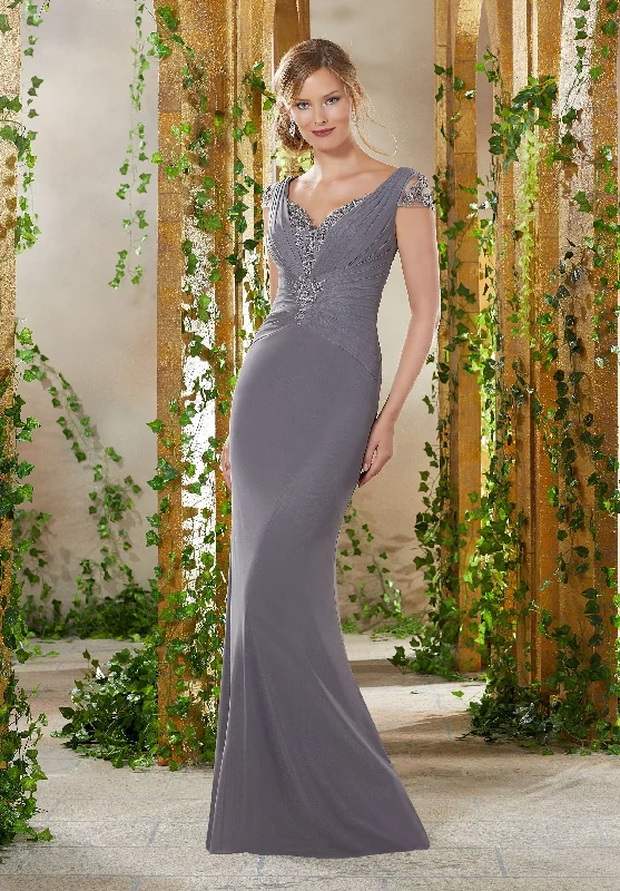 Formal Dress for Bar MitzvahsMGNY By Mori Lee - Beaded Venice Lace Ornate Stretch Mesh Gown 71923