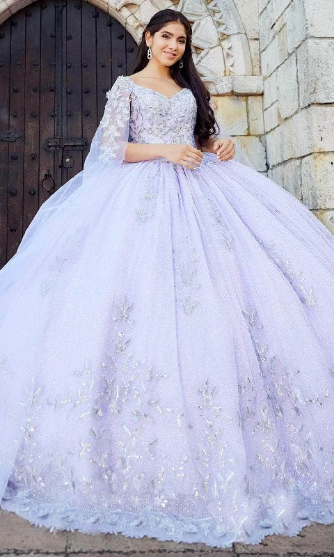 Formal Dress for Cultural FestivalsQuinceanera Collection 26040C - Sheer Caped Ballgown