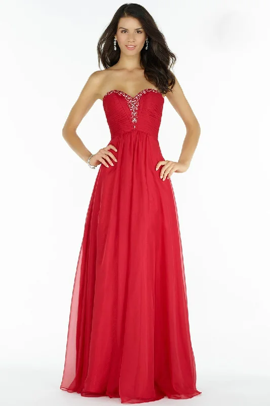 Formal Dress for Military BallsAlyce Paris 8022 - Beaded Ruched Strapless Bodice Chiffon Gown