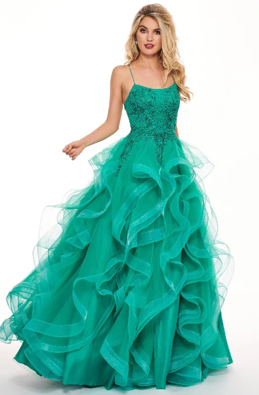 Formal Dress for Cultural FestivalsRachel Allan 6526 - Embroidered Scoop Neck Ruffled Tulle Ballgown