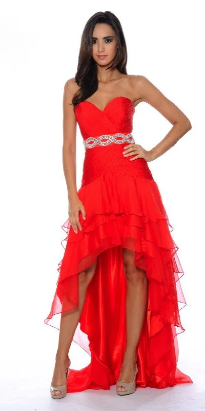 Formal Dress for Religious CeremoniesDecode 1.8 - Sweetheart Embellished High Low Ruffled Gown 182487SC