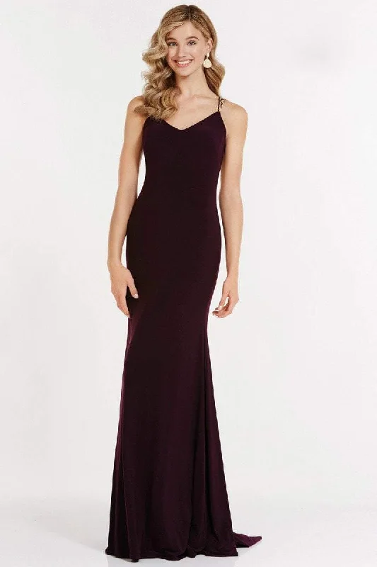 Formal Dress for Summer WeddingsAlyce Paris - Beaded Illusion Back Fitted Jersey Gown 8016SC