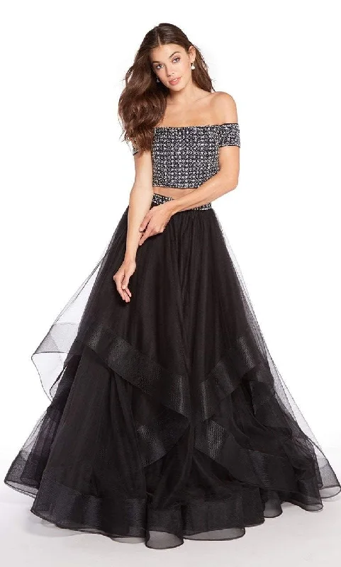 Formal Dress for New Year's EveAlyce Paris 60208 - Off Shoulder Adorned Croptop A-LIne Tulle Gown