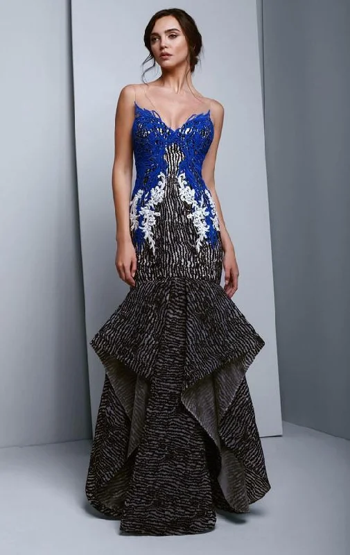 Formal Dress for Opera NightsBeside Couture - BC1352SC Illusion V Neck Embroidery Organza Gown