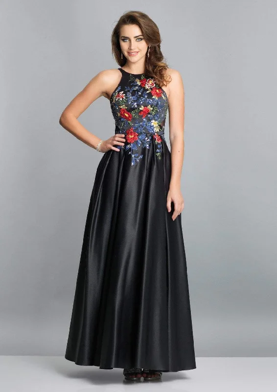 Formal Dress for Grammy AwardsDave & Johnny - A7616SC Multi-Colored Floral Cut-in Bodice A-Line Gown