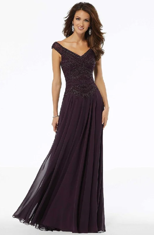 Formal Dress for ConcertsMGNY By Mori Lee - 72134SC Embroidered Off-Shoulder A-line Gown