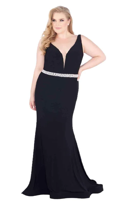 Formal Dress Alterations Near MeMac Duggal Fabulouss - Plunging Jeweled Jersey Trumpet Gown 66808FSC